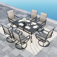 Patio Dining Set Pieces, Patio Dining Swivel Chairs Padded with 1 Umbrella Table, Outdoor Table and Chair for Lawn Garden 1