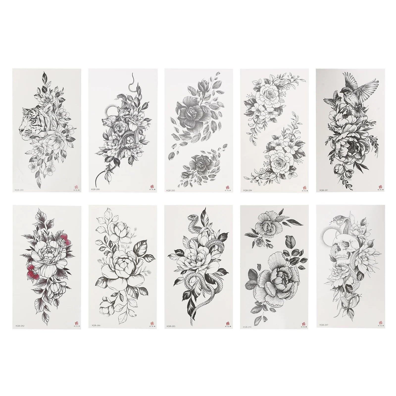 

10 Sheets Arm Tattoo Waterproof Decal Temporary Fake The Flowers Fake Transfer