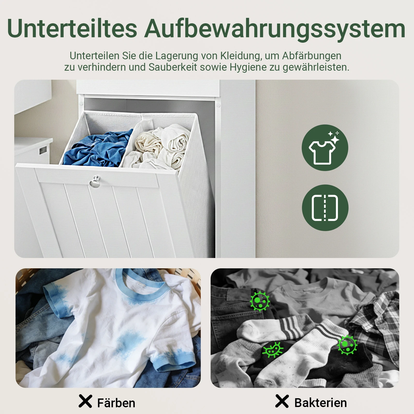 SoBuy BZR21-II Badezimmerschrank mit Wäschekorb - Badmöbel aus MDF mit ausklappbarem Wäschesack, 40x90x38cm – Detail 5