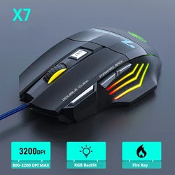 Enhanced Ergonomic Optical Gaming Mouse with Adjustable DPI and Colorful Illumination (X7 Black)
