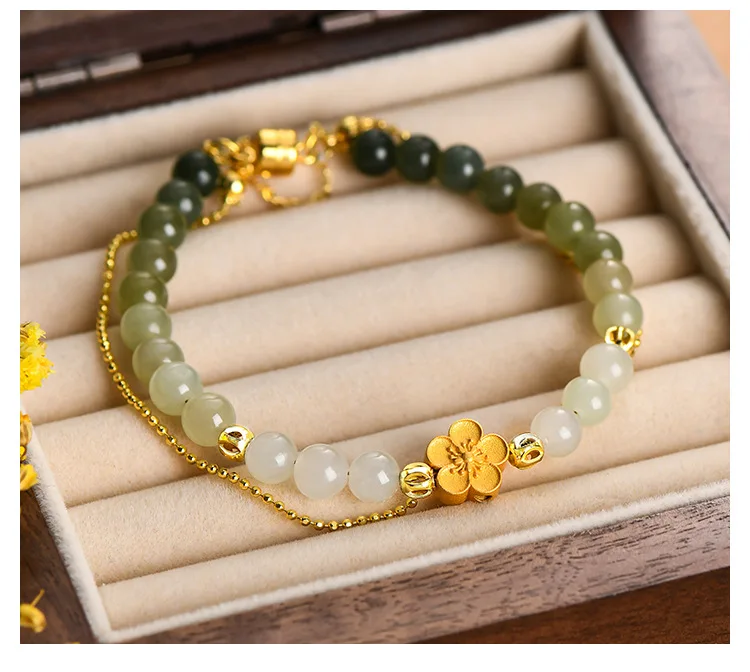 Einfache Pfirsichblüten-Handschnur, fortschrittliches Design, Handwear, modische Atmosphäre, Armband, modische natürliche Hotan-Jade – Detail 5