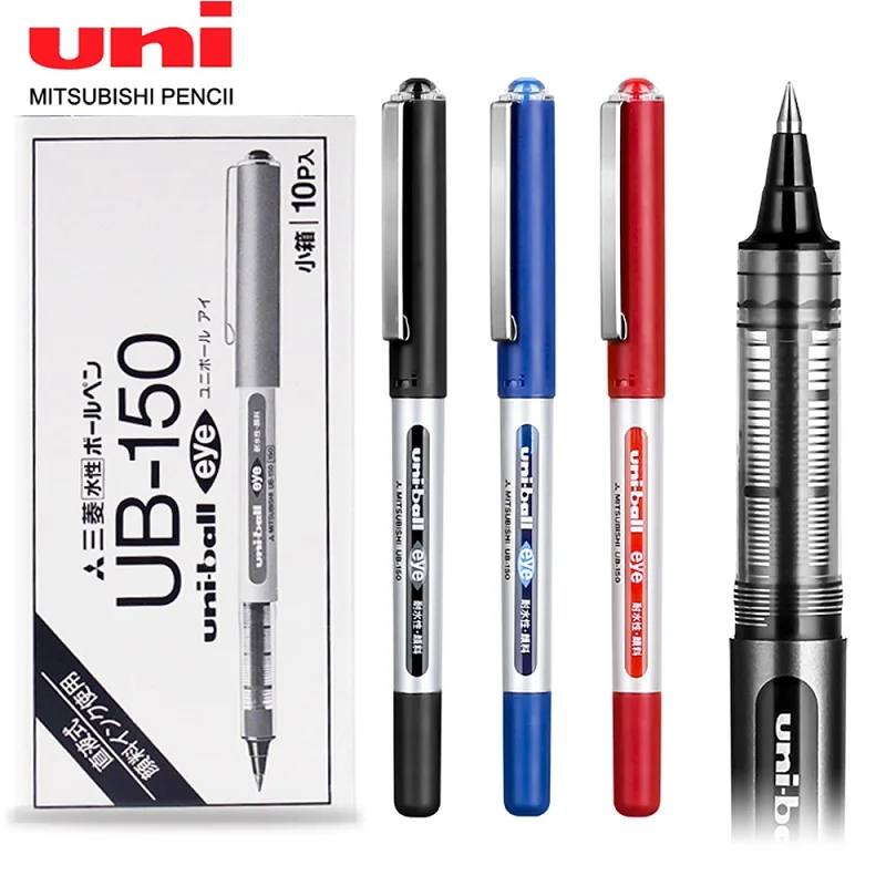 Uni UB-150 Straight Liquid Type Neutral Pen Stationery Supplies 0.38/0.5mm Anti Halo Dye Ball-point Pen For Student Exam Office 2