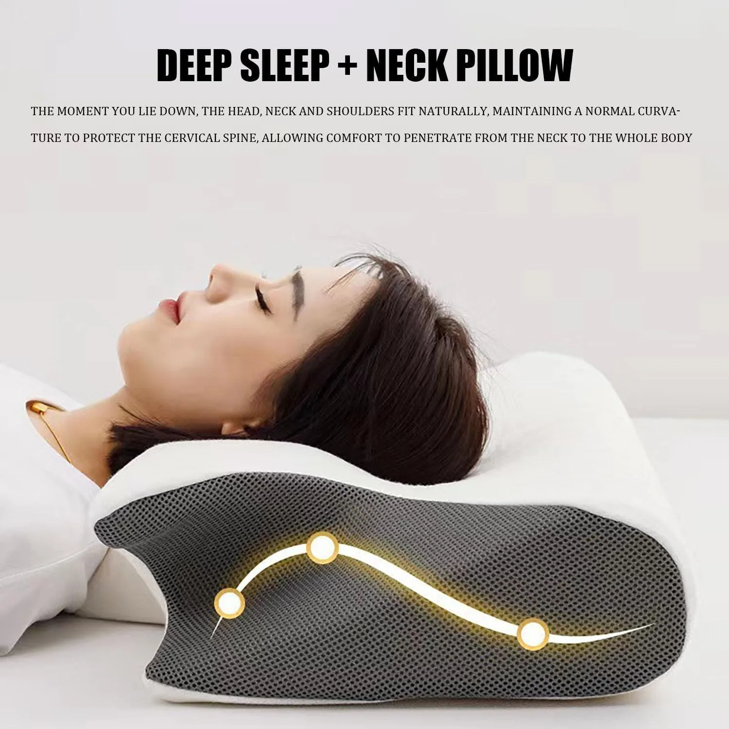 Stitching Color Pillow Memory Foam Cervical Ergonomic Contoured Orthopedic Relaxing Cervical Pillow Versatile Support PillowHome 2