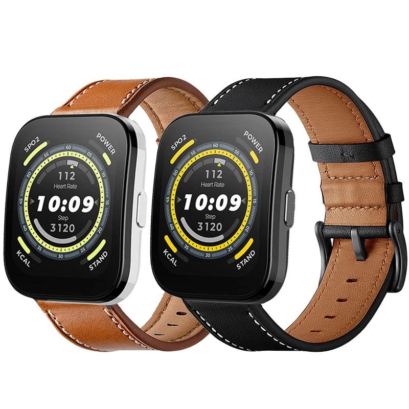 

Ремешок для смарт-часов Amazfit Bip 5, кожаный браслет для Amazfit GTR Mini GTR 4 3 2 LTE GTS 4 3 2 mini, 20 мм 22 мм