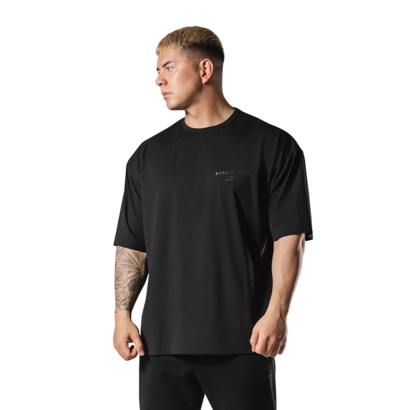 LYFT Black Letter Print M-3XL BIG T-SHIRT Men's 100% Cotton Loose Oversized-Shirts Men High Street Casual Short Sleeve Tees Tops 2
