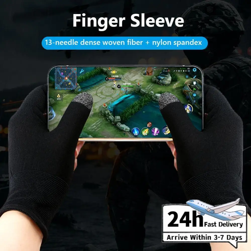 1 Pair Palm Fingertip Gloves Sweatproof Gaming Finger Cover Anti-slip Gaming Finger Sleeve Breathable for PUBG Mobile Phone Game