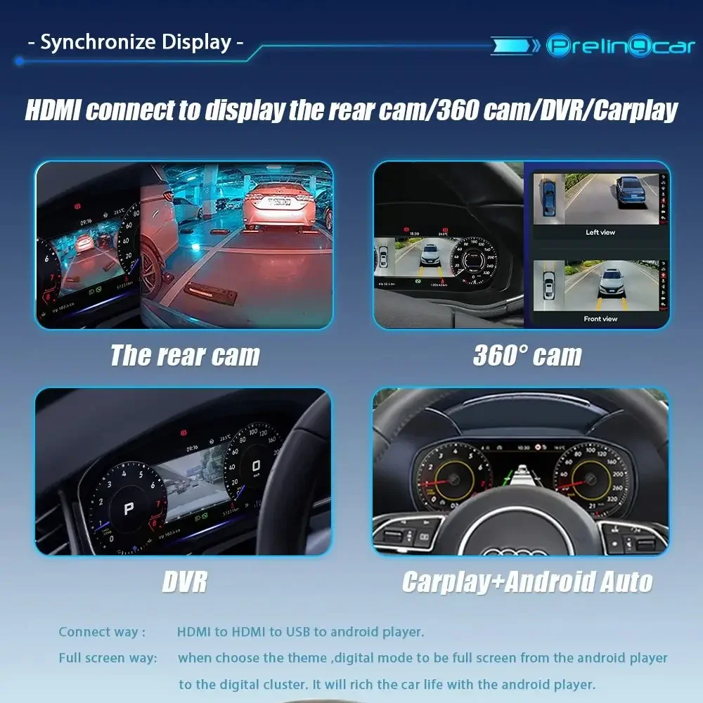 Velocímetro digital de 12.3'' para AUDI A5 posteriores a 2017, panel de tablero, instrumento de cabina virtual 3