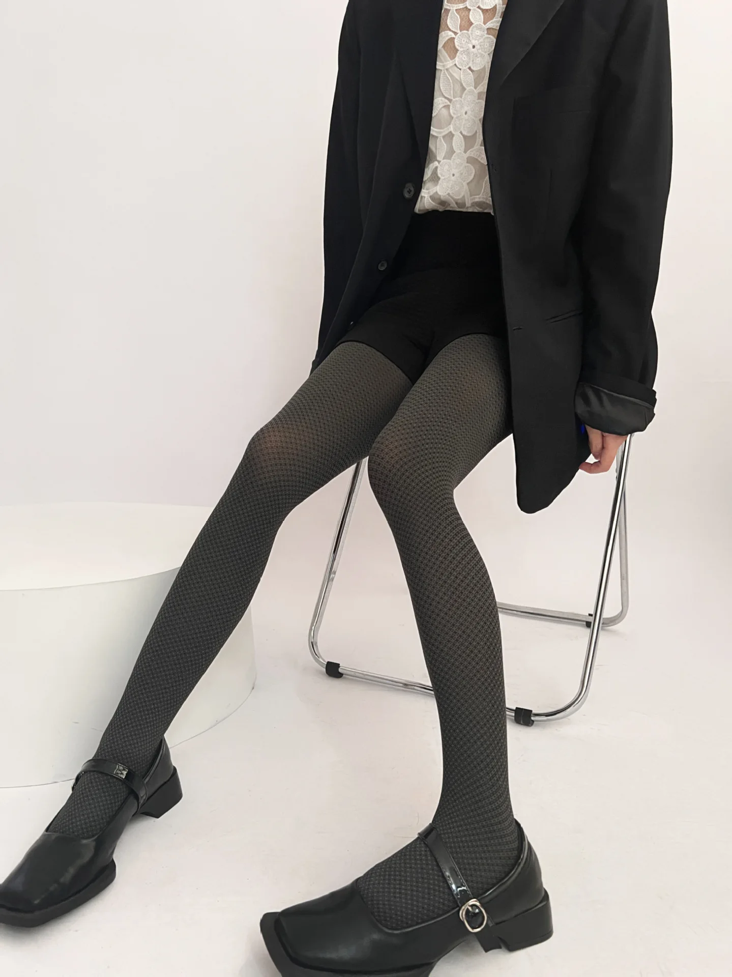 

Sexy Slimming Black Plaid Silk Stockings Seamless Tights Women's Japanese Spring Summer Harajuku Ol Commuter Leggings Pantyhose