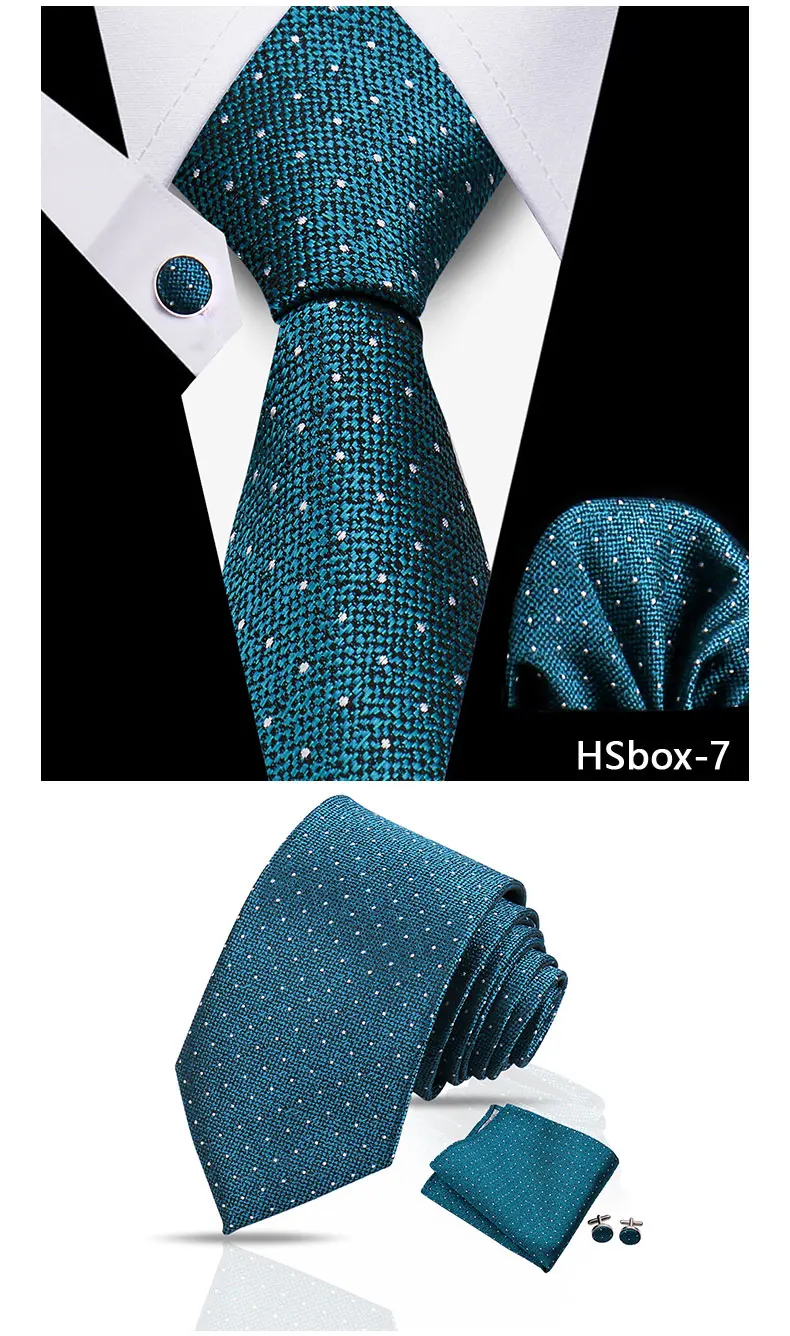 Mann Krawatte Set Luxus 8CM Krawatte Für Männer Business Einstecktuch Manschettenknöpfe 3 stücke Set Anzug Für Hochzeit bräutigam Trauzeuge Shirts Gravata – Detail 22
