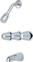 Faucets P-3210 Three Handle Tub/Shower Set, Chrome Finish 1