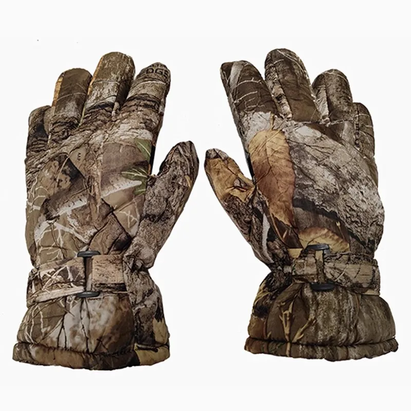 Winter Wind Waterproof Bionic Camouflage Hunting Fishing Gloves Wool Inner Thermal Anti-Slip Cycling Mountaineering HikingGloves