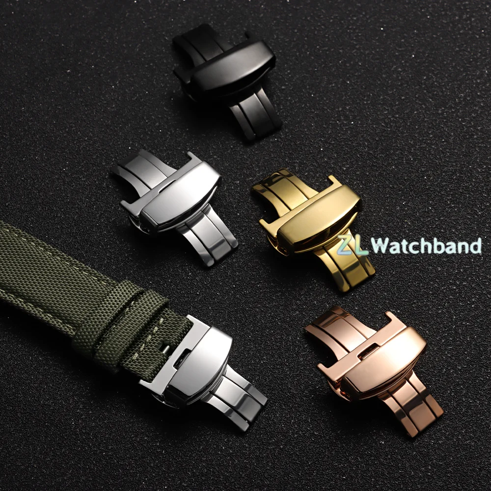 Premium Stainless Steel Butterfly Clasp Watchband Buckle with Push-Button Deployment - Versatile Strap Accessory