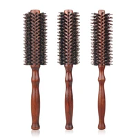 6 Style Natural Boar Bristle Hair Round Brush Wood Handle Round Barrel Hair Comb Hair Roller Brush Hairdressing Styling Tools 1