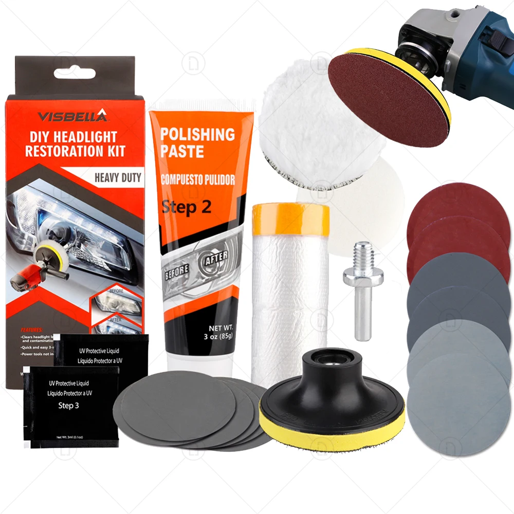 Auto Wax Headlights Restoration Polish Kit Car Headlight Polishing