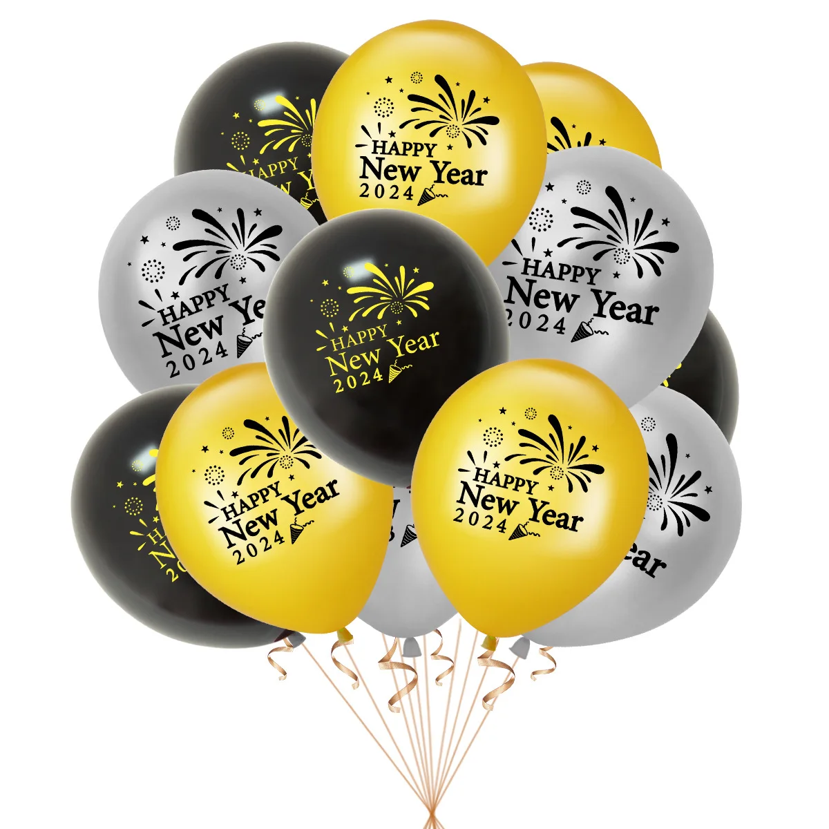 Ballons noirs et dorés pour décoration de fête du Nouvel An, bonne