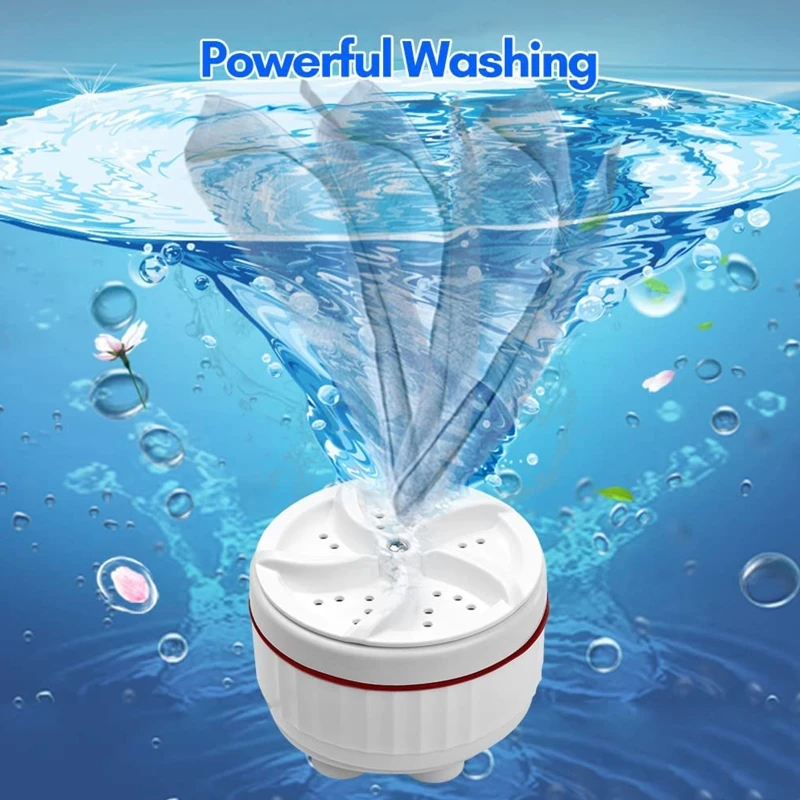 Mini Portable Washing Machine USB Charging Ultrasonic Washer Machine Fit for Laundry Bucket Basin Bathroom Sink