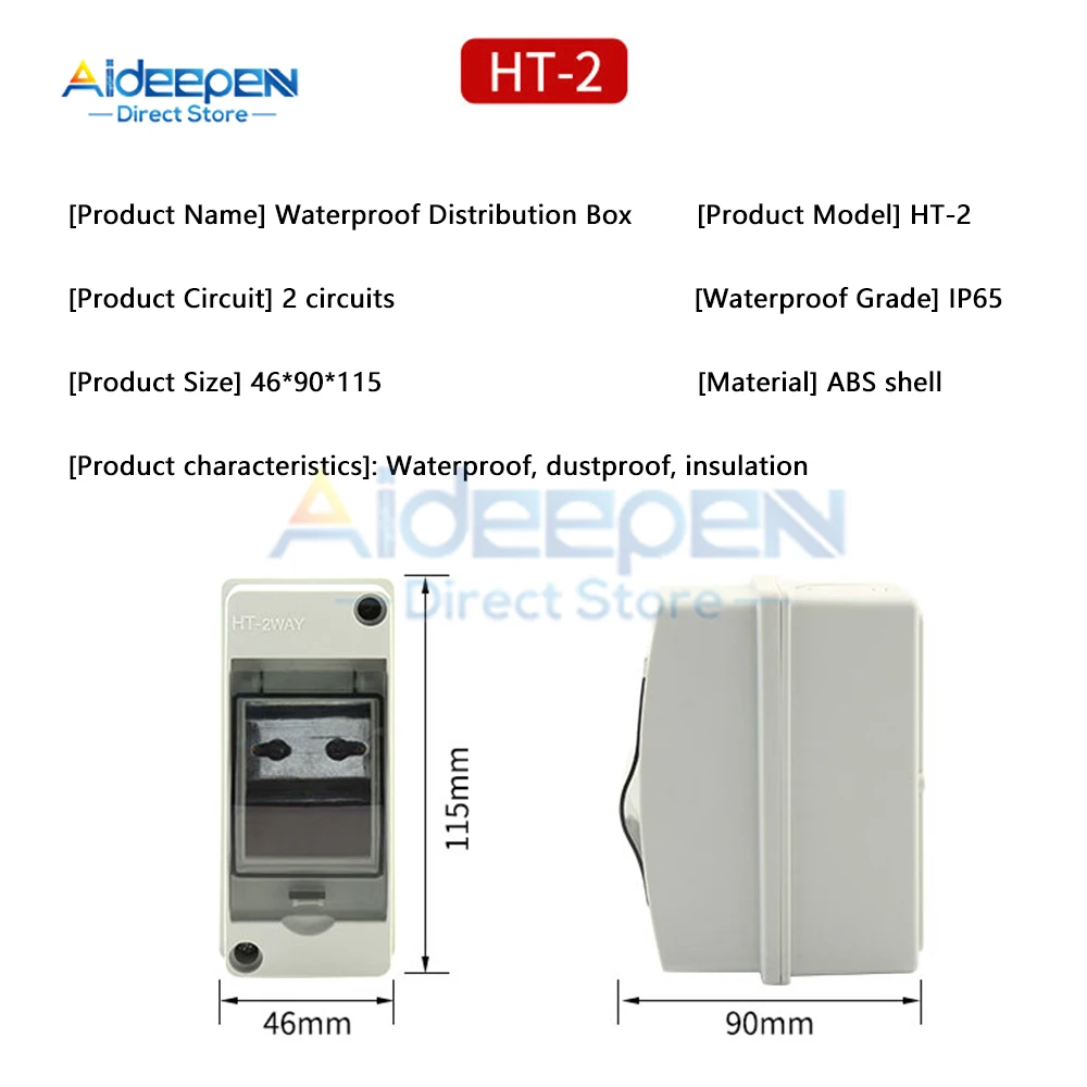 2/3/5/8/12 Ways Outdoor Waterproof Electrical Distribution Box Circuit Breaker MCB Power ABS Plastic Junction Wire Box IP65 for Electrical Junction Box Electrical Box Electrical Distribution Box