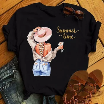 Funny Aesthetics Graphic Print Women T Shirts Female Clothes Beautiful Girls Print Women Tops Fashion O Neck T Shirt Streetwear 1