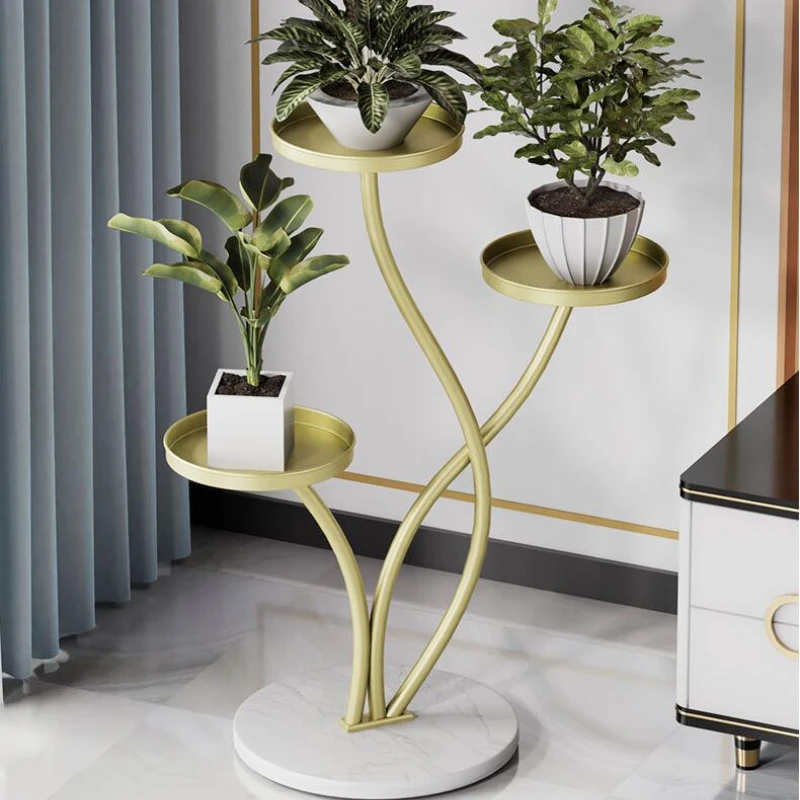 Nordic Fashion Luxury Flower Rack Home Hotel Living Room Furniture Flower Shelf Gold Iron Floor Stand Plant Stand