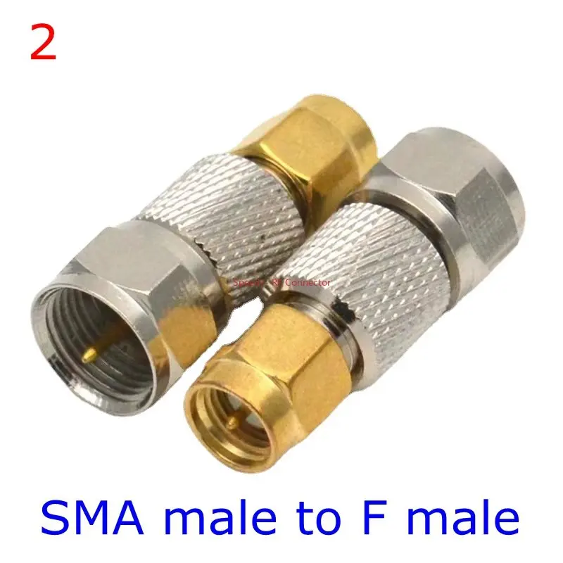 Coaxial Connector 2Pcs/lot SMA To F TV Female Male Straight RPSMA To F Quick Plug Adapter Brass Gold Plated