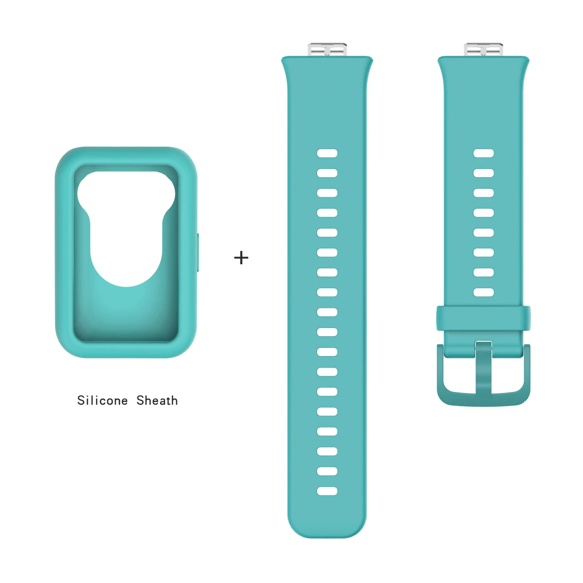 2-in-1 Single Color Soft Silicone Strap and Case Set – Replacement Wristband