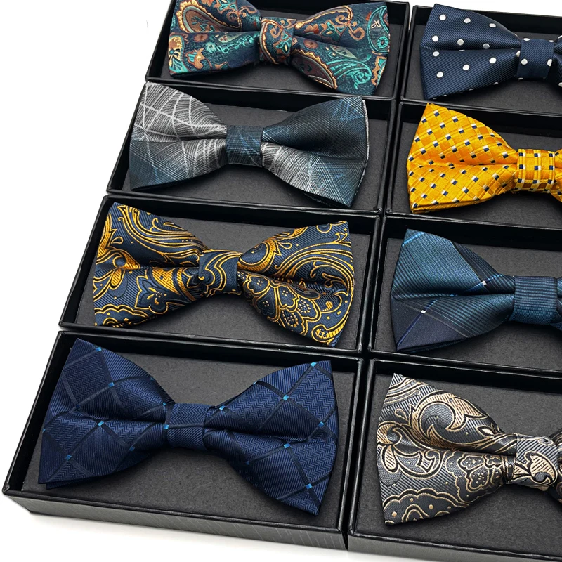 

VEEKTIE Brand Fashion Bowtie Pocket Square Set Cravate For Men Hanky Handkerchief Korean Polka Dots Paisley Check Floral Wedding