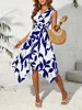 Beach Women Midi Dress 2024 Summer New Plus Size Maxi Long One Piece Dress Elegant Casual Leaf Printed Hem Dress Vestidos Female 1