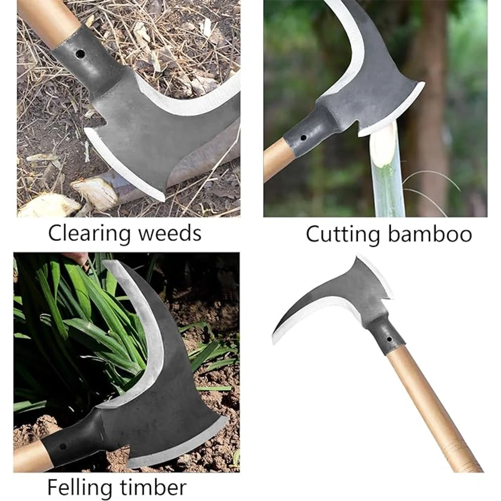 1PC High Manganese Steel Double Scythe Grass Sickle Multi Functional Outdoor Agricultural Tool weeding tool