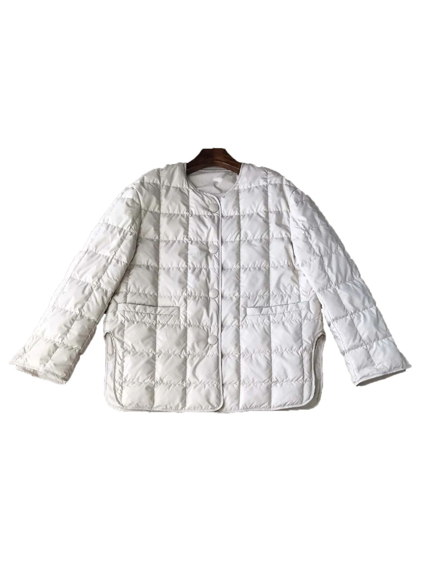 

White round neck down jacket fashion lightweight temperament comfortable versatile 2024 fall and winter new 1122