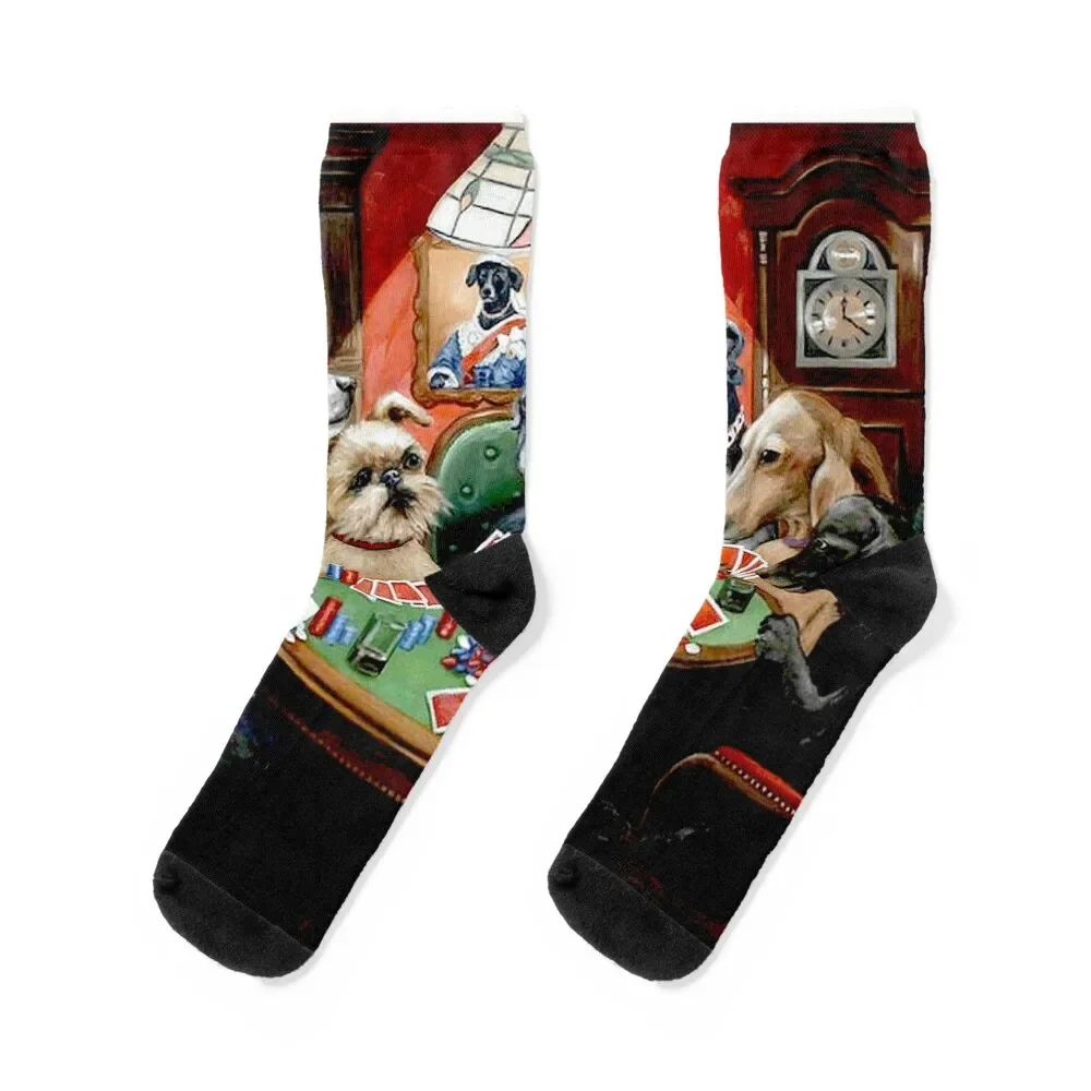 

DOGS PLAYING POKER : Vintage Poker Club Abstract Print Socks New year's custom Socks For Man Women's