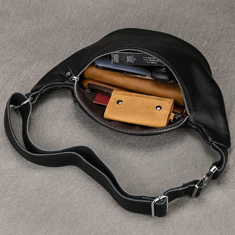 Mens Leather Waist Bag Fanny Pack Anti Theft Chest Bag