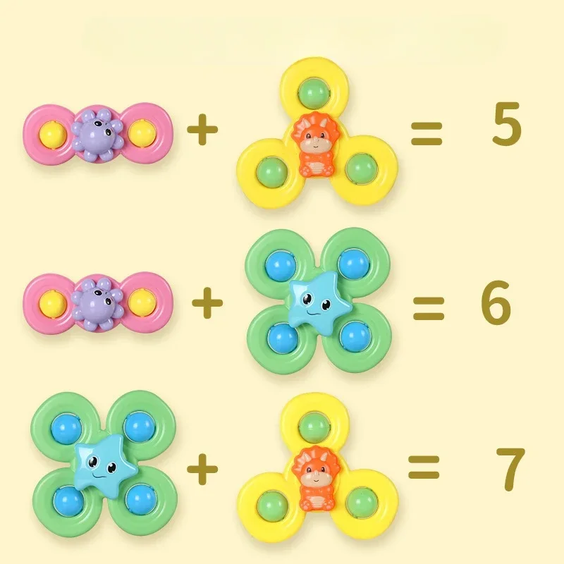 3PCS Suction Cup Spinner Toy Baby Bath Funny Game Educational Toys For Children Girls Boys Infant Sensory Stress Reliever Gift 4