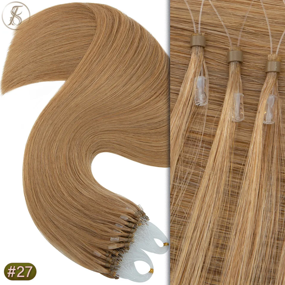 TESS 20-Zoll-Micro-Loop-Haarverlängerungen, dickes Echthaar, Micro Link, 1 g/Strang, Mikroring, 50 Stück, gerade, natürliche Haarverlängerungen – Detail 15