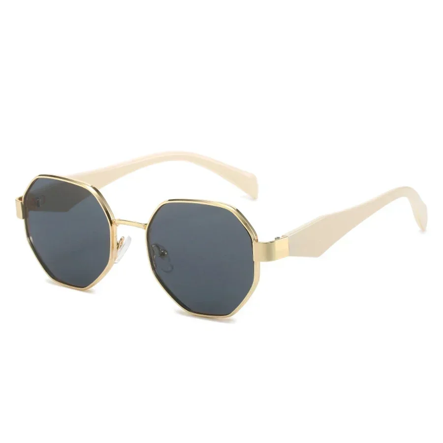 Vintage Sunglasses Women Fashion Polygonal Metal F...