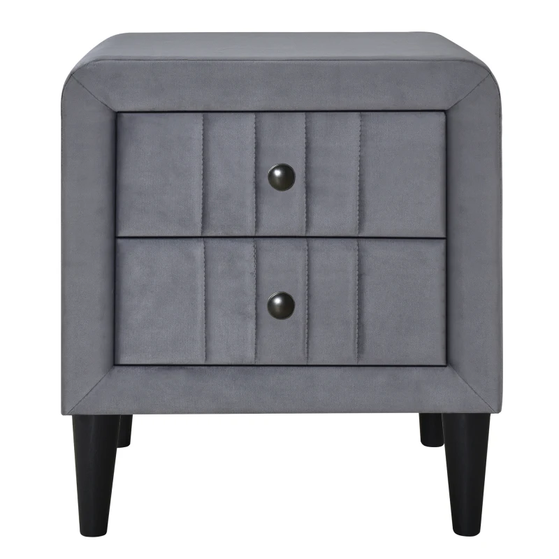 4-Pieces Bedroom Sets Queen Size Upholstered Platform Bed with Two Nightstands and Storage Bench