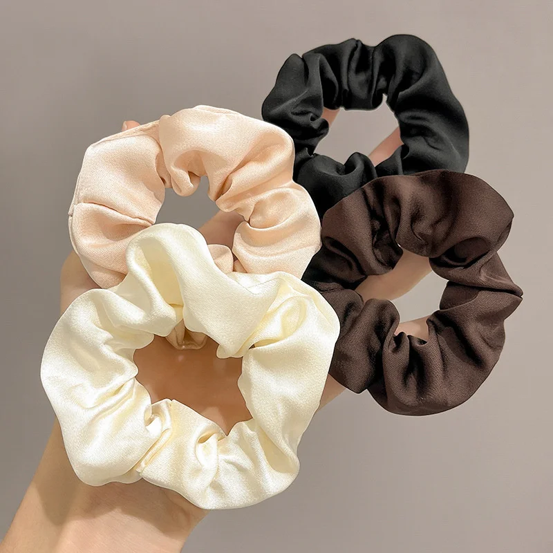 

Solid Color Elegant Silk Elastics Hair Band Scrunchies For Women Girl Ponytail Holder Hair Rope Korean Hairband Hair Accessoires