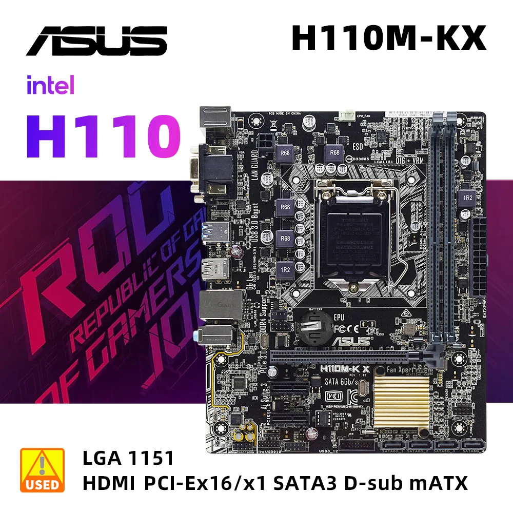 

ASUS H110M-K X+i7 6700 Motherboard KIt Supports Intel 6th and 7th generation Core processors using the LGA 1151 DDR4 32GB ATX