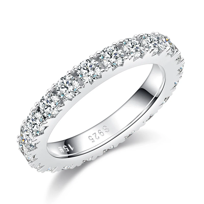 Hiphop Iced Bling 0.1Ct 3Mm D Color Moissanite Wedding Band Eternity Ring Pass Tester Ins Brilliant Lab Diamond Anelli Di Fidanzamento