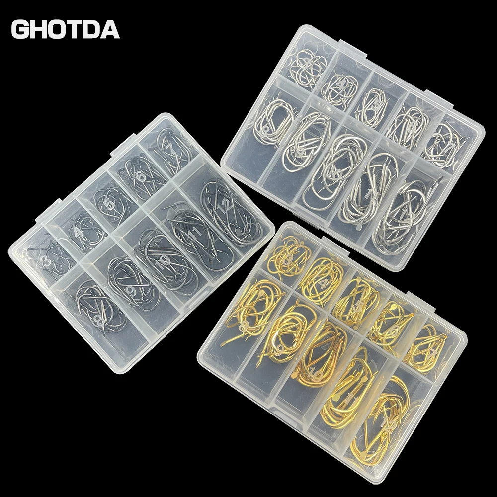 100Pcs Fly Fishing Jig Barbed Carp Hooks Fishing Hooks Set Carbon Steel Hook  For Sea And Freshwater Fishing