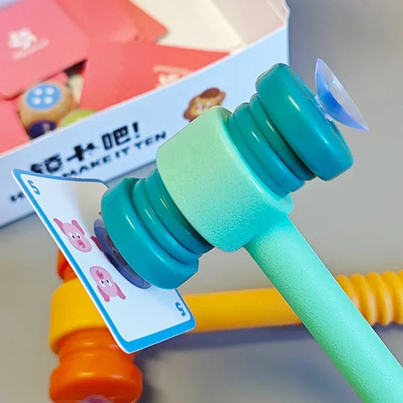 Kids Montessori Fun Mathematics Educational Toy Suction Cup Hammer Battle Table Game with Card Logic Thinking Training Math Toys