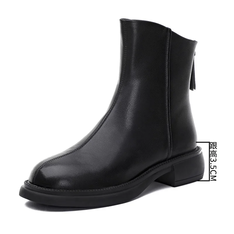 Brand Women Autumn Boots 2023 New Ankle Boots Woman Fashion British Retro Women Short Boots Rear Zipper Leather Boots Ladies