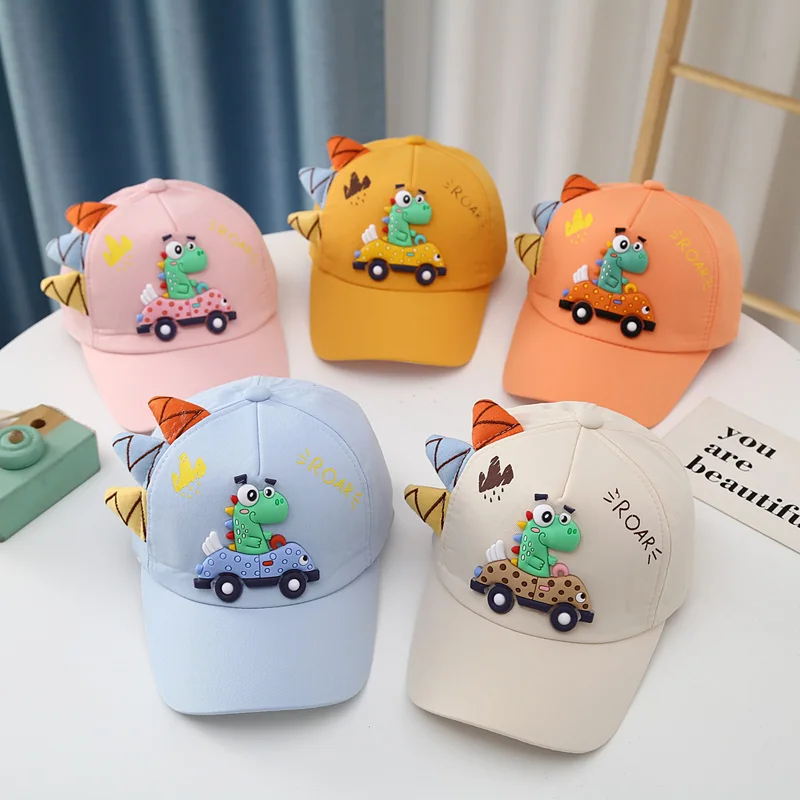 

2024 Spring Cartoon Dinosaur Baby Peaked Cap For Toddler Boys Girls Sun Hat Adjustable Kids Outdoor Children's Baseball Hat