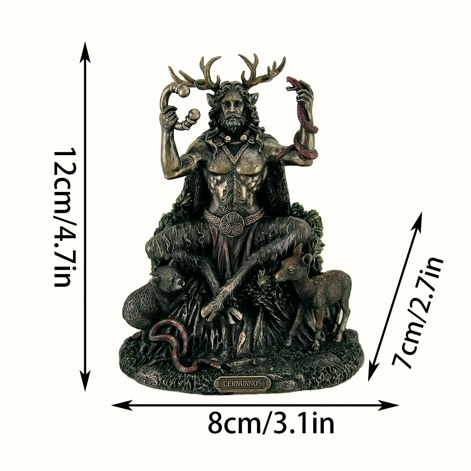 Cernunnos Horned Animal God Sculpture Resin Landscape Underworld Figurine Statue Home Office Shop Decor Ornament