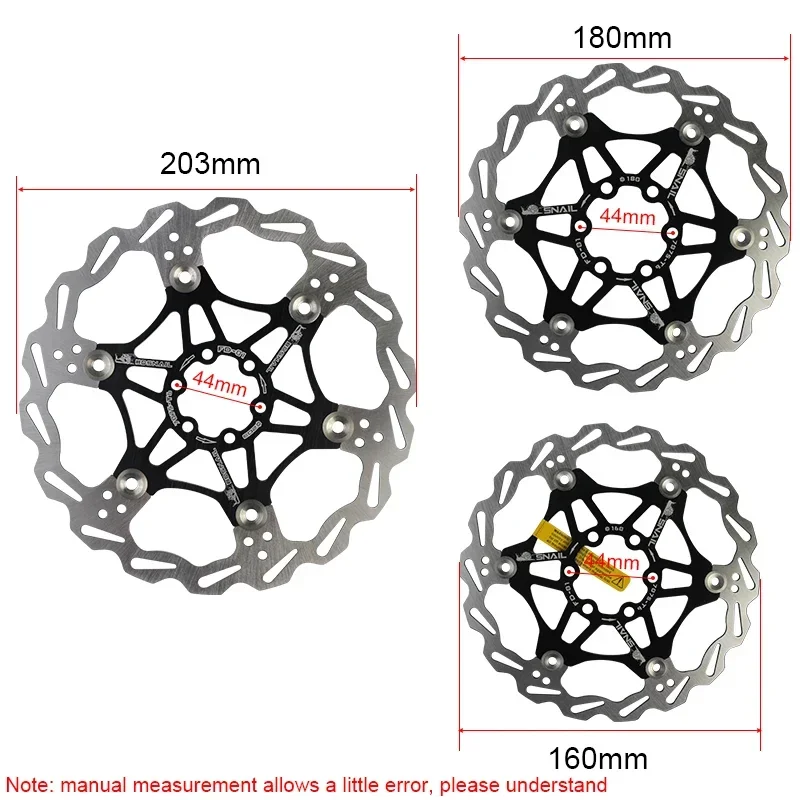 SNAIL 160/180/203mm Bicycle Floating Brake Disc Rotor cycling MTB Bike Brake Accessories Ultralight Shimmano Brakes