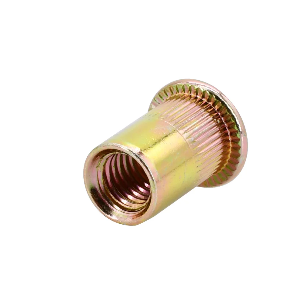 60/100Pcs Flat Rivet Nut Carbon/Stainless Steel Pop rivets and fasteners rivets and screws Metric Thread Metal Panel Clamp Lock Aluminum Rivnuts M3 M4 M5 M6 M8