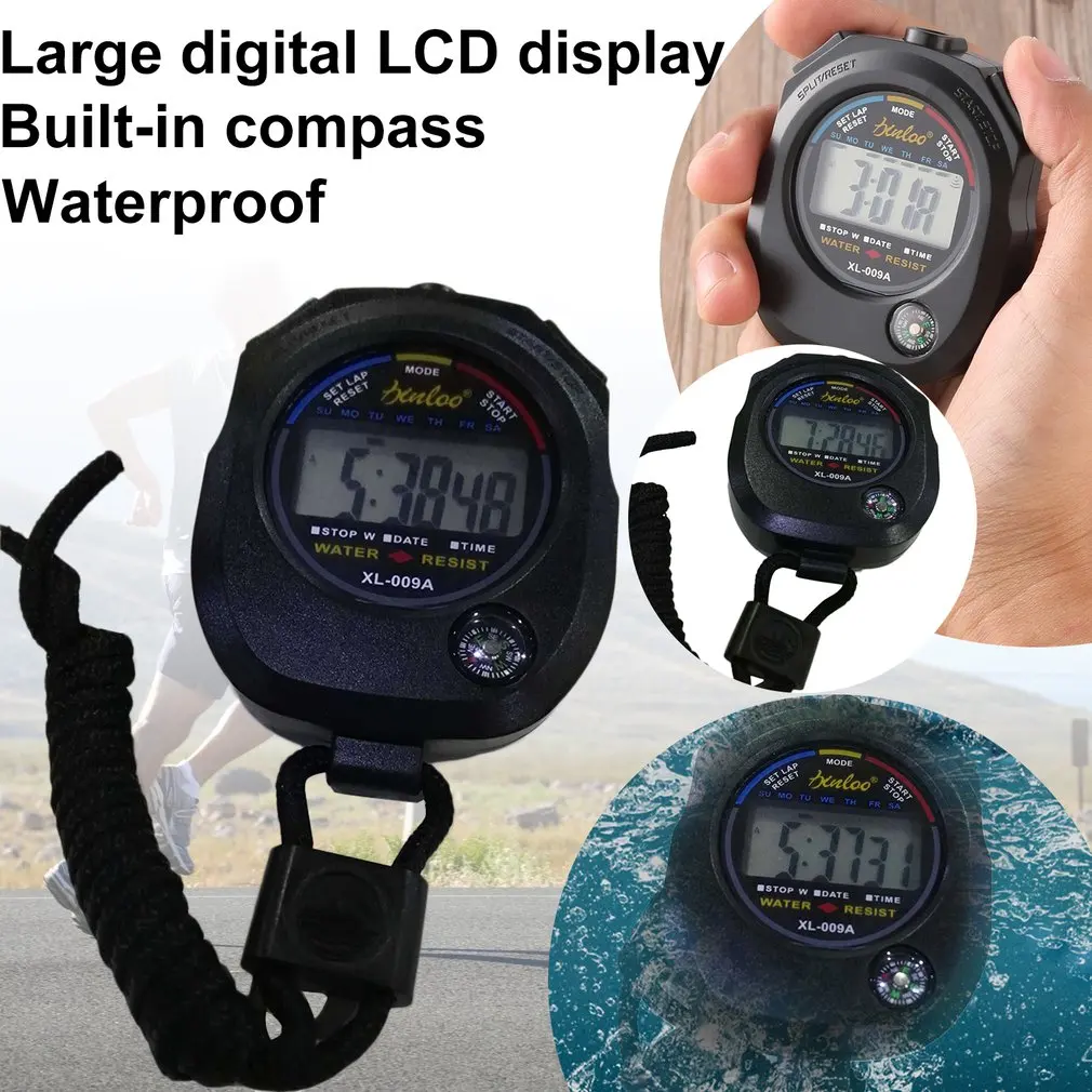 

Portable ABS Time Counter Digital LCD Stopwatch Chronograph Timer Counter Professional Waterproof Sports Chronograph Timer