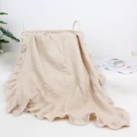 Baby  Organic Cotton Wrap Gauze Ruffle Baby Blanket Newborn Security Muslin Swaddle Blanket 1