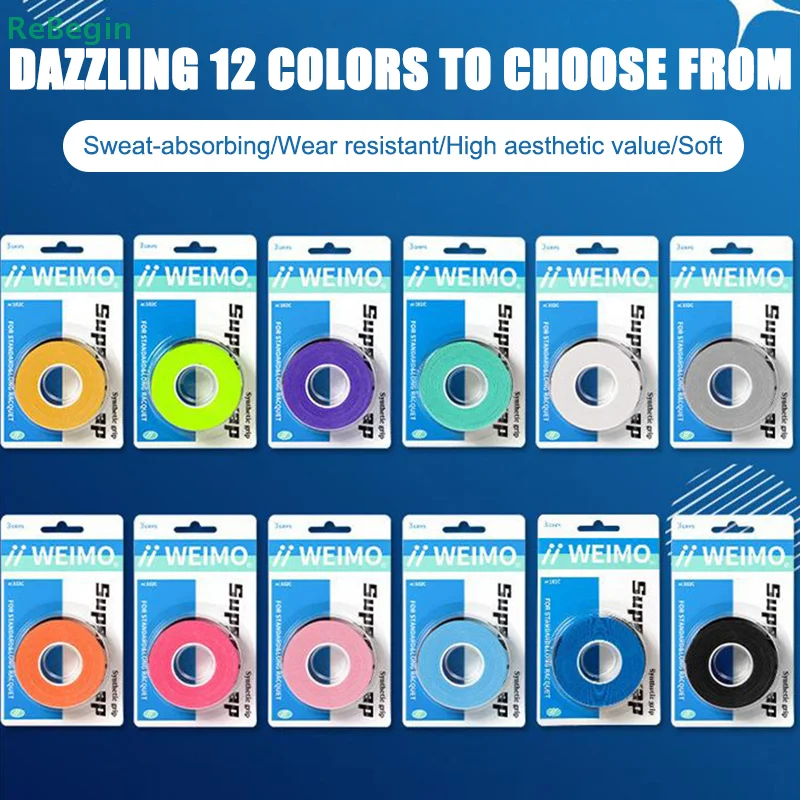 3pcs/Pack Badminton Hand Rubber Wrap Around Handle With Anti-Slip Sweatband Grip Handle Leather Badminton Hand Rubber