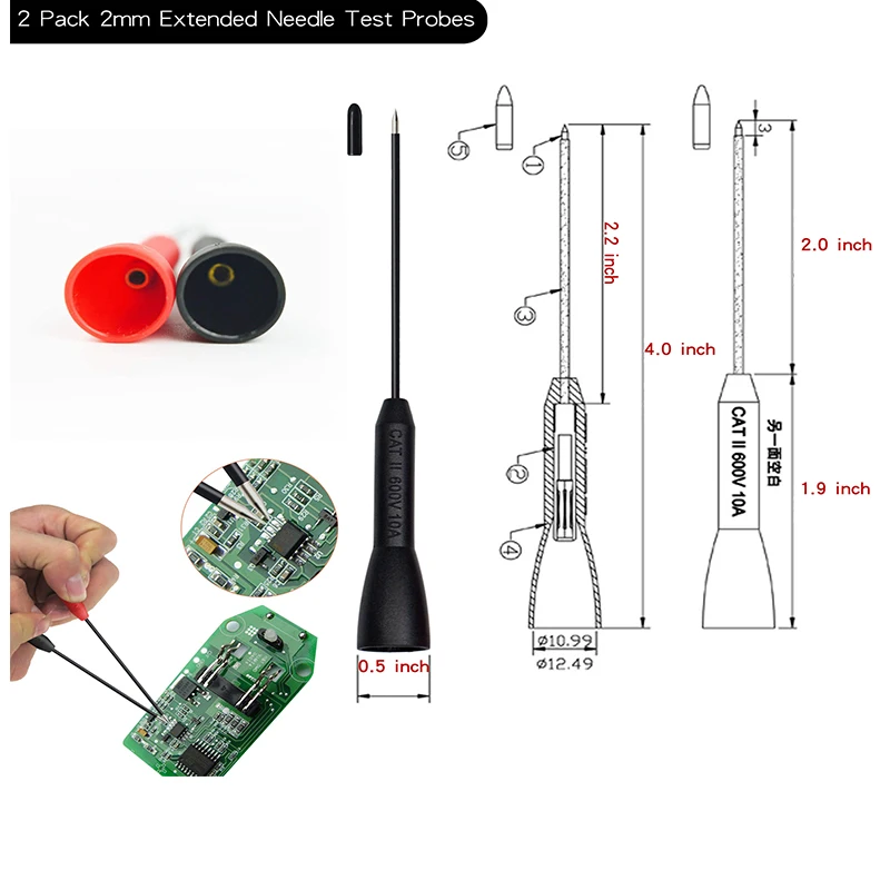 Test Thc Fils De Test Avec Pinces Crocodile Et Aiguilles AideTek - Compatible Multimètre FLUKE Multimeter Needle Probes Test Thc Fils De Test Avec Pinces Crocodile Et Aiguilles AideTek - Compatible Multimètre FLUKE Multimeter Needle Probes