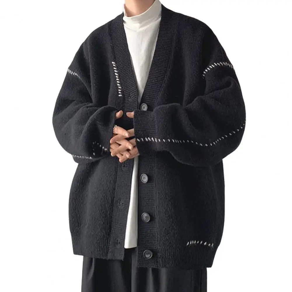 

Trendy Men Autumn Coat Knit Keep Warm Soft Loose Oversized Men Autumn Coat